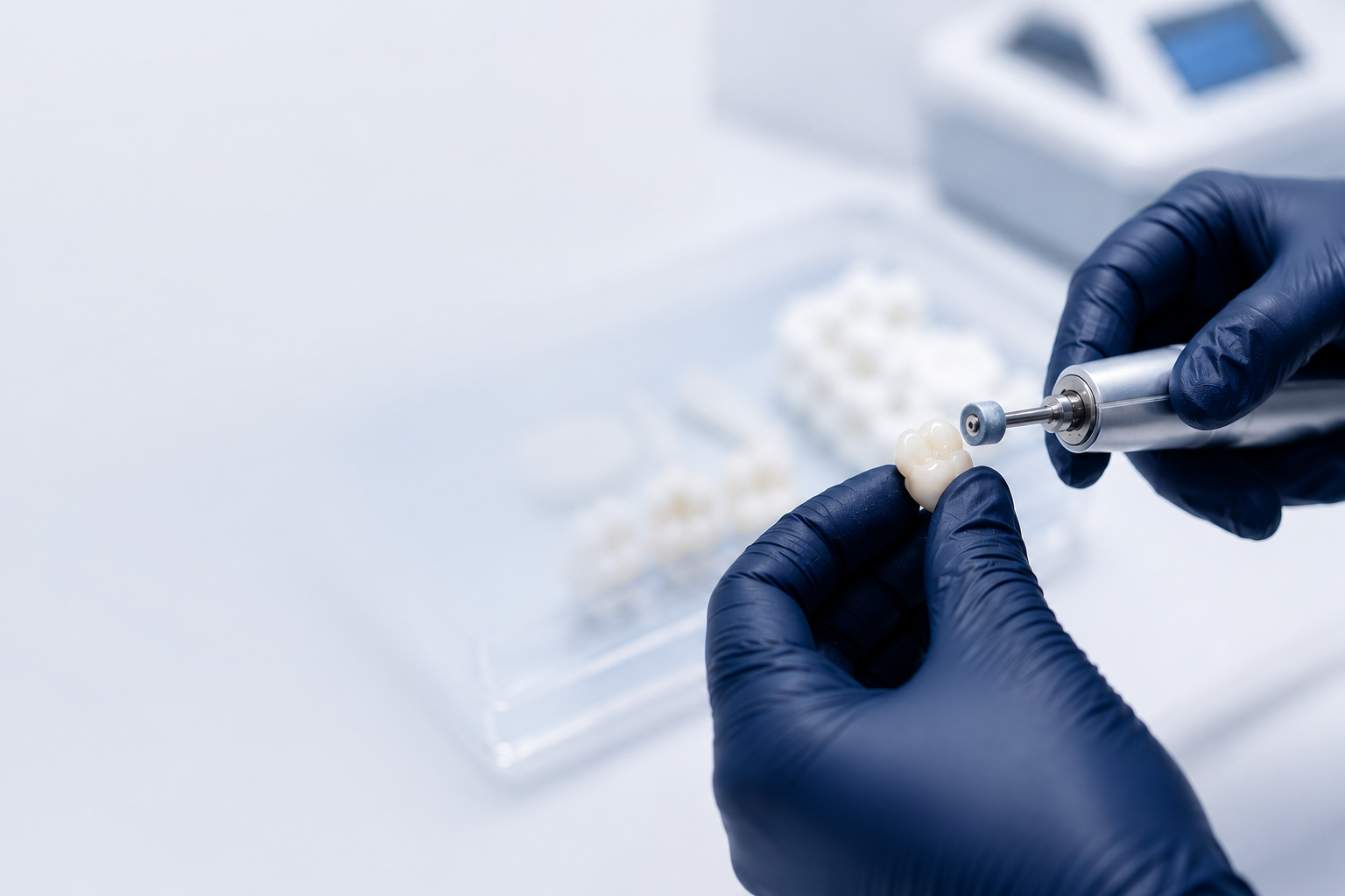 Tru-Smile Dental Lab technician crafting a precision restoration