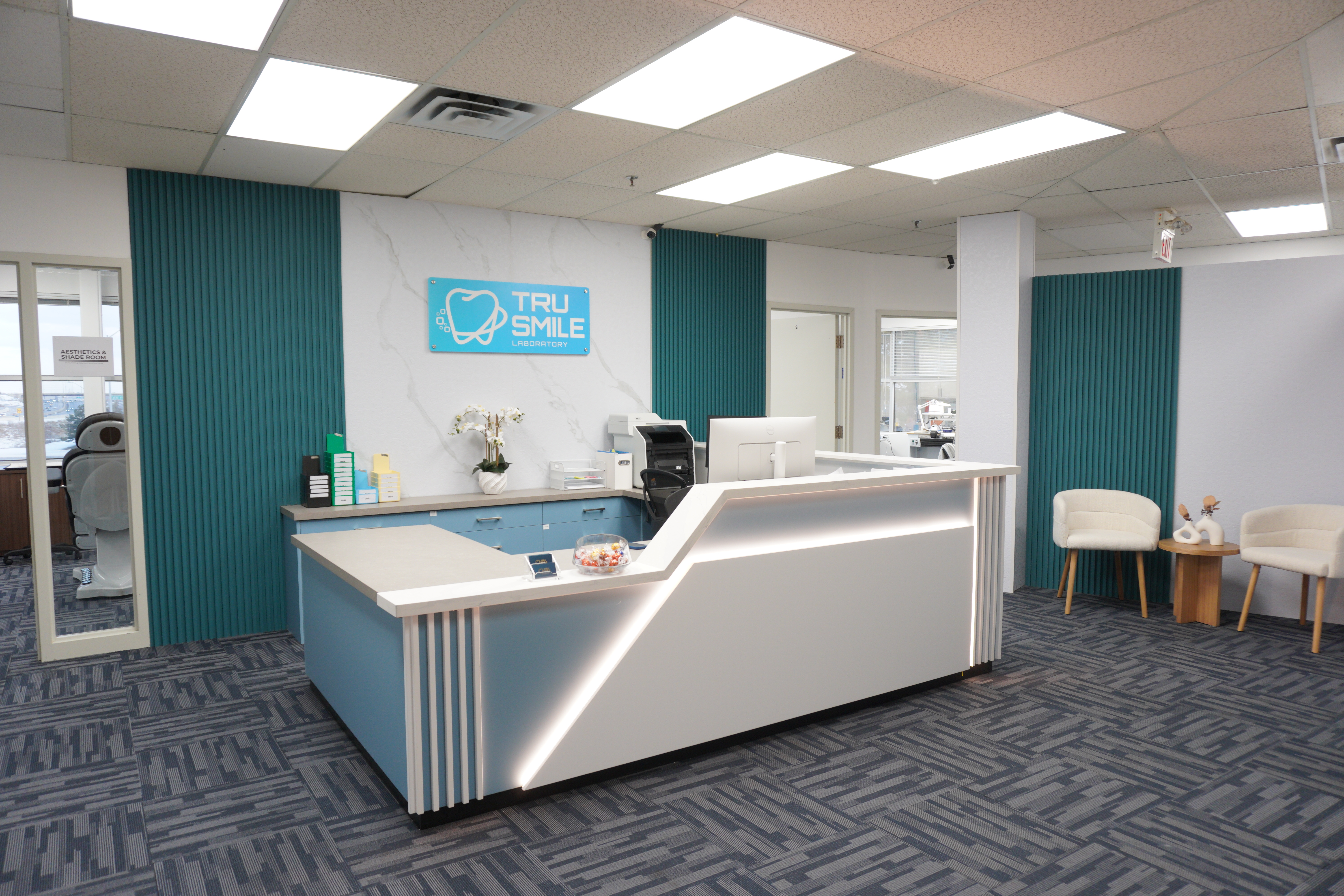 Tru-Smile Dental Lab reception and office in Mississauga